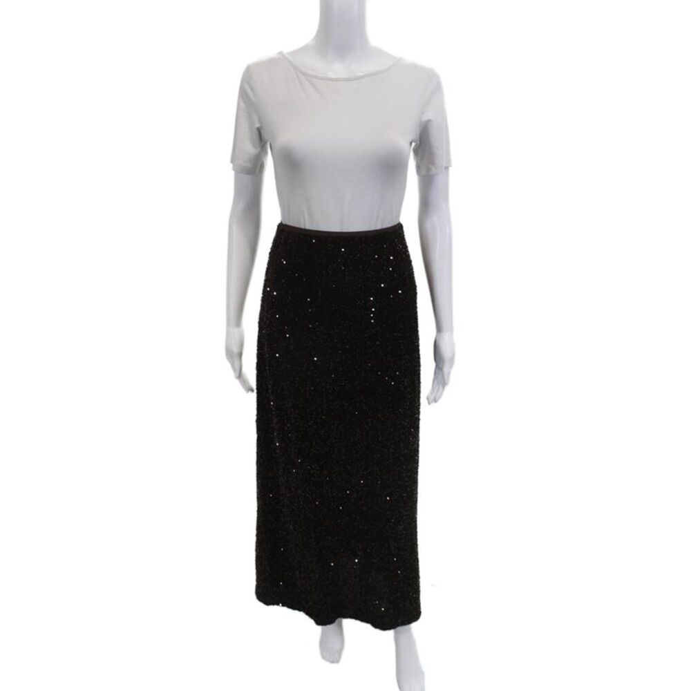Jessie Liu Women Maxi Straight Pencil Skirt Black 100% Polyester Size XS